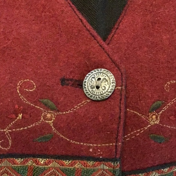 Vintage Wool Embroidered Patchwork Tantrums Vest with ribbon braid trim S large - Picture 9 of 12